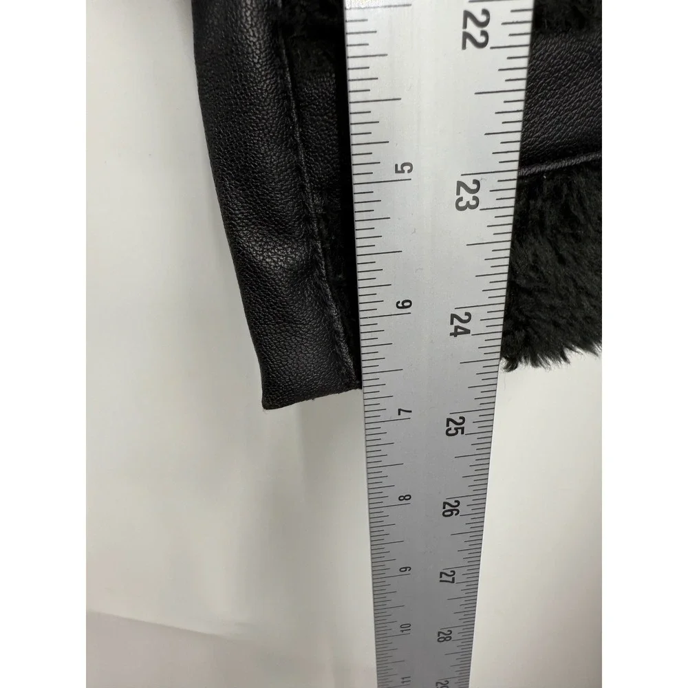 EXPRESS Black Faux Suede‎ Fur Lined Moto Jacket Womens Size Large